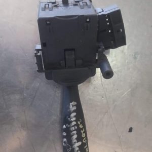 Front angled view of a car combination switch for Hyundai i10 with lever controls, clean and detailed.Front an